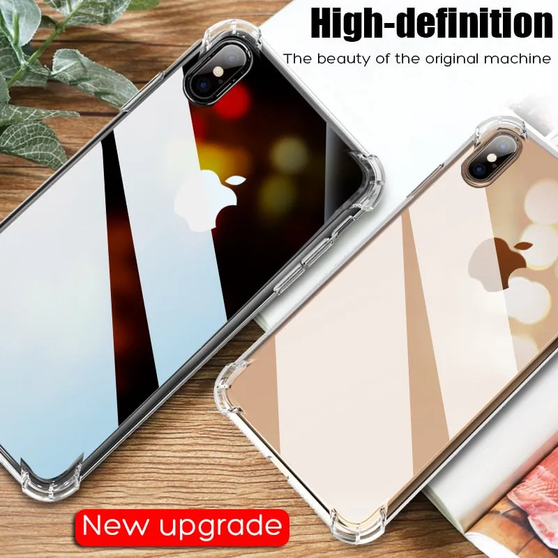 Luxury Shockproof Silicone Phone Case For iPhone X XS XR XS Max 8 7 Plus 6 6S Plus 5 5S Case Transparent Protection Back Cover