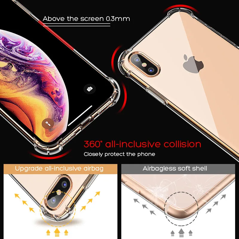 Luxury Shockproof Silicone Phone Case For iPhone X XS XR XS Max 8 7 Plus 6 6S Plus 5 5S Case Transparent Protection Back Cover