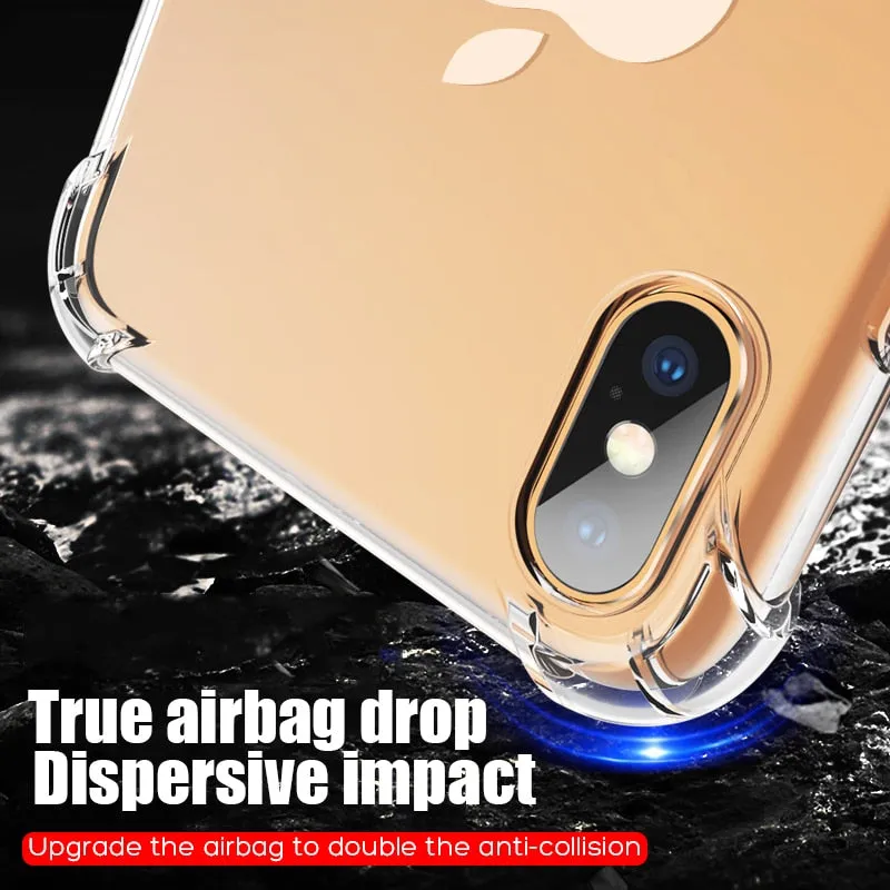 Luxury Shockproof Silicone Phone Case For iPhone X XS XR XS Max 8 7 Plus 6 6S Plus 5 5S Case Transparent Protection Back Cover