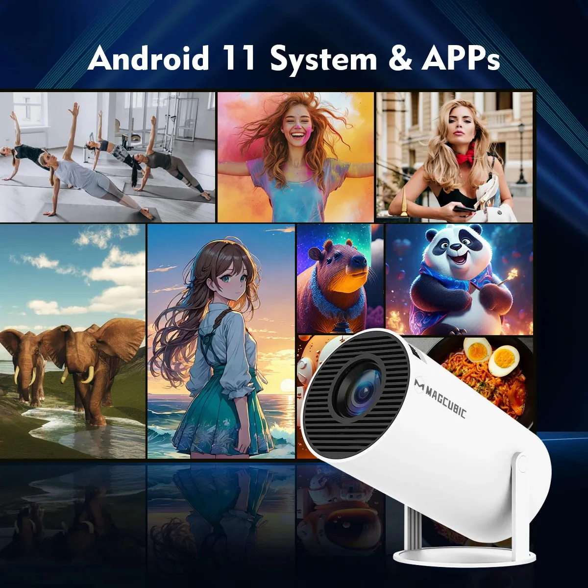 Magcubic Projector HY300 Pro 4K Android 11 Dual Wifi6 260ANSI Home Cinema 1080P 1280*720P