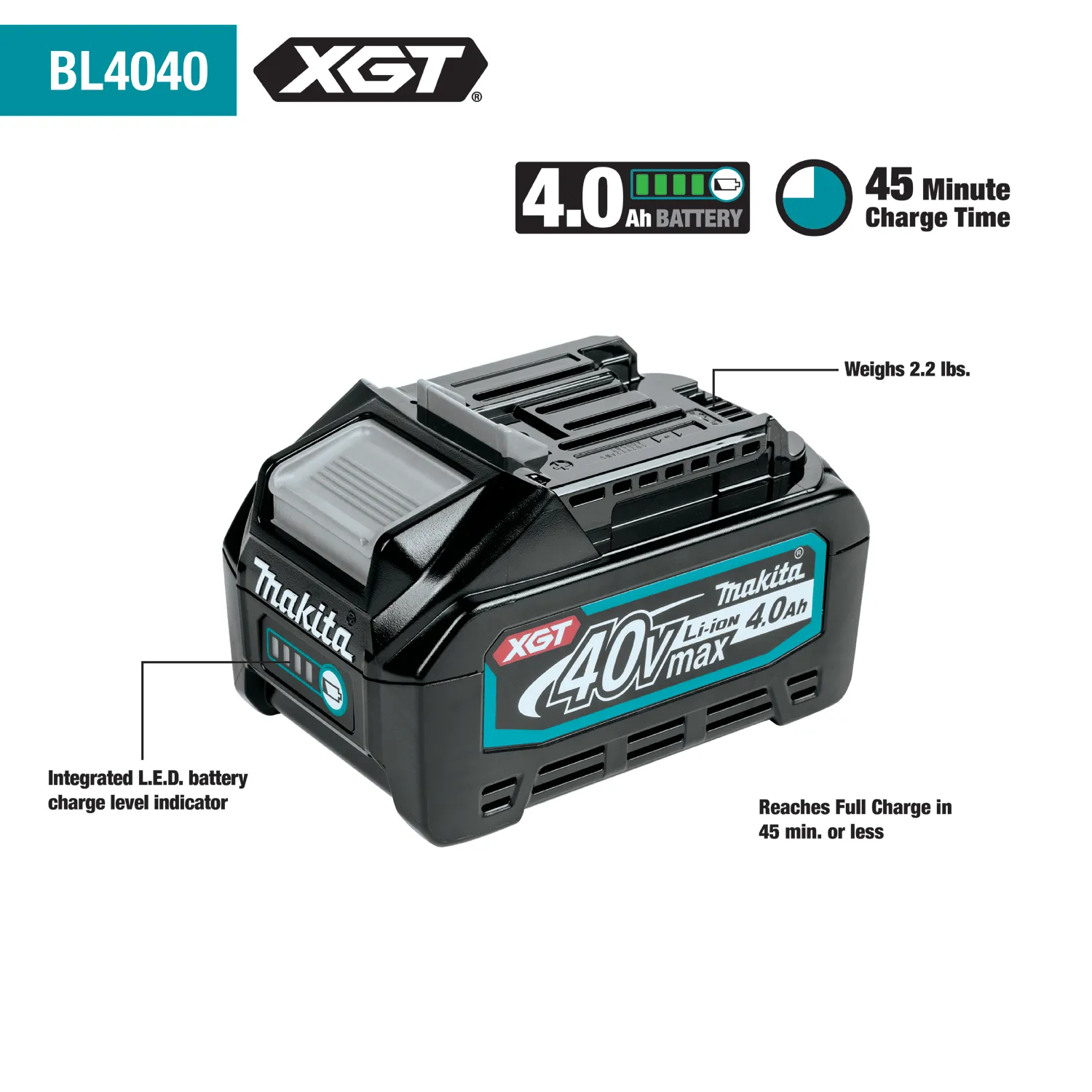 Makita BL4040 40V Max XGT 4.0Ah Battery