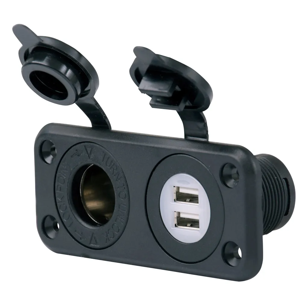 Marinco SeaLink? Deluxe Dual USB Charger & 12V Receptacle