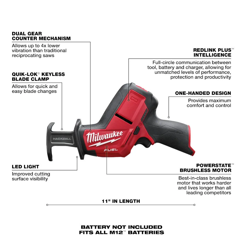 Milwaukee 2520-20 M12 FUEL 12V HACKZALL Reciprocating Saw w/ Blade - Bare Tool