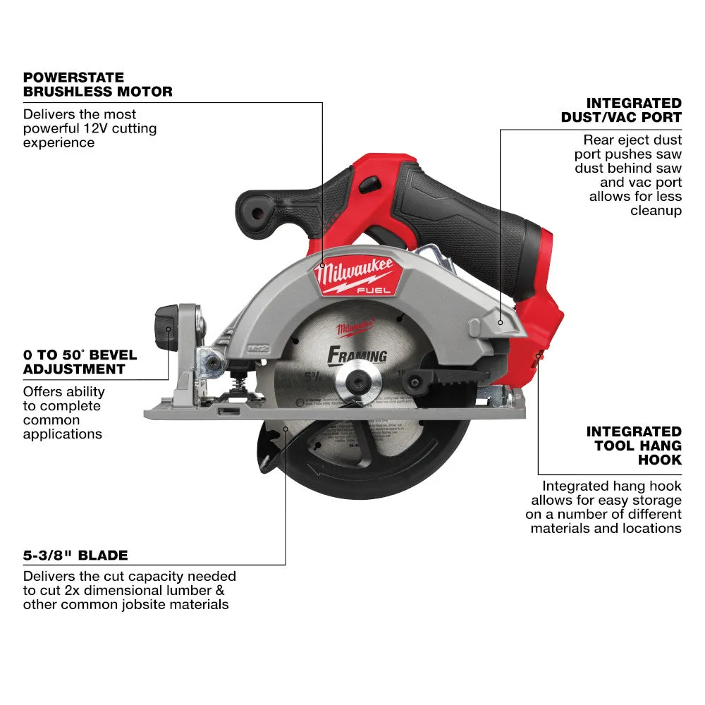 Milwaukee 2521-20 M12 FUEL 12V 5-3/8" Cordless Circular Saw - Bare Tool