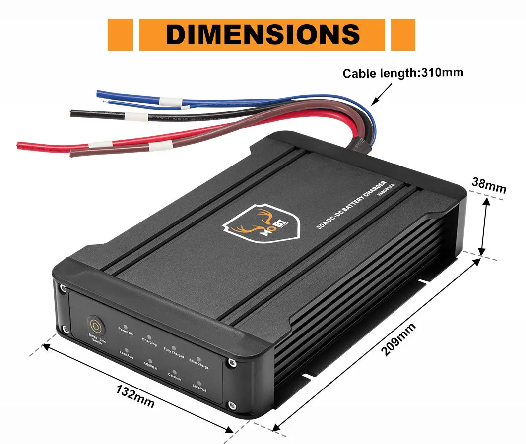 Mobi 30A DC to DC Battery Charger 12V MPPT Solar AGM Lithium LifePO4