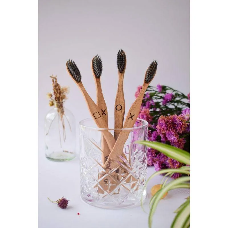 Neem Wood Toothbrush - 100% Pure Neem, Charcoal Infused Bristles, Soft Bristles