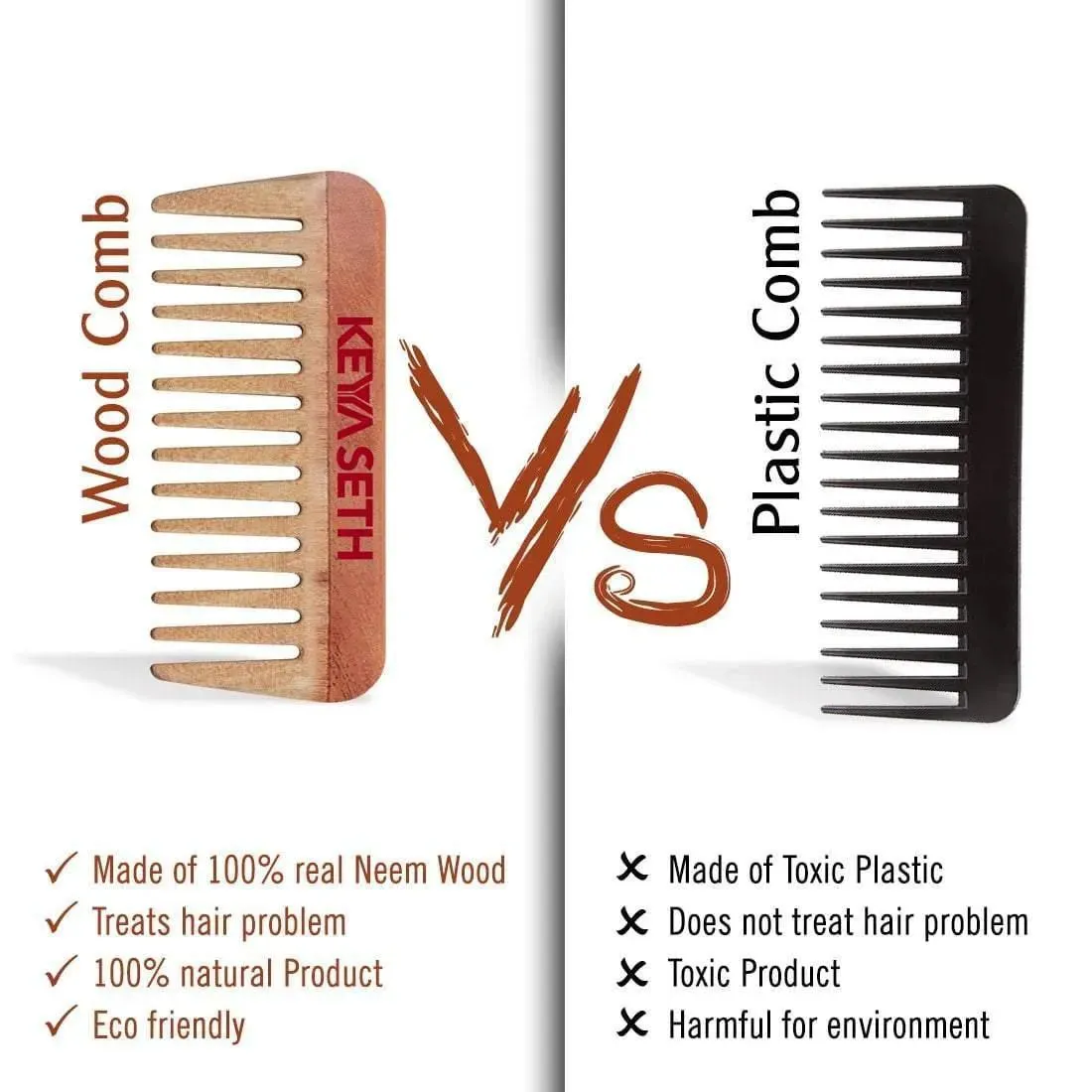 Neem Wooden Comb Wide Tooth for Hair Growth for Men & Women All Purpose Small Size.