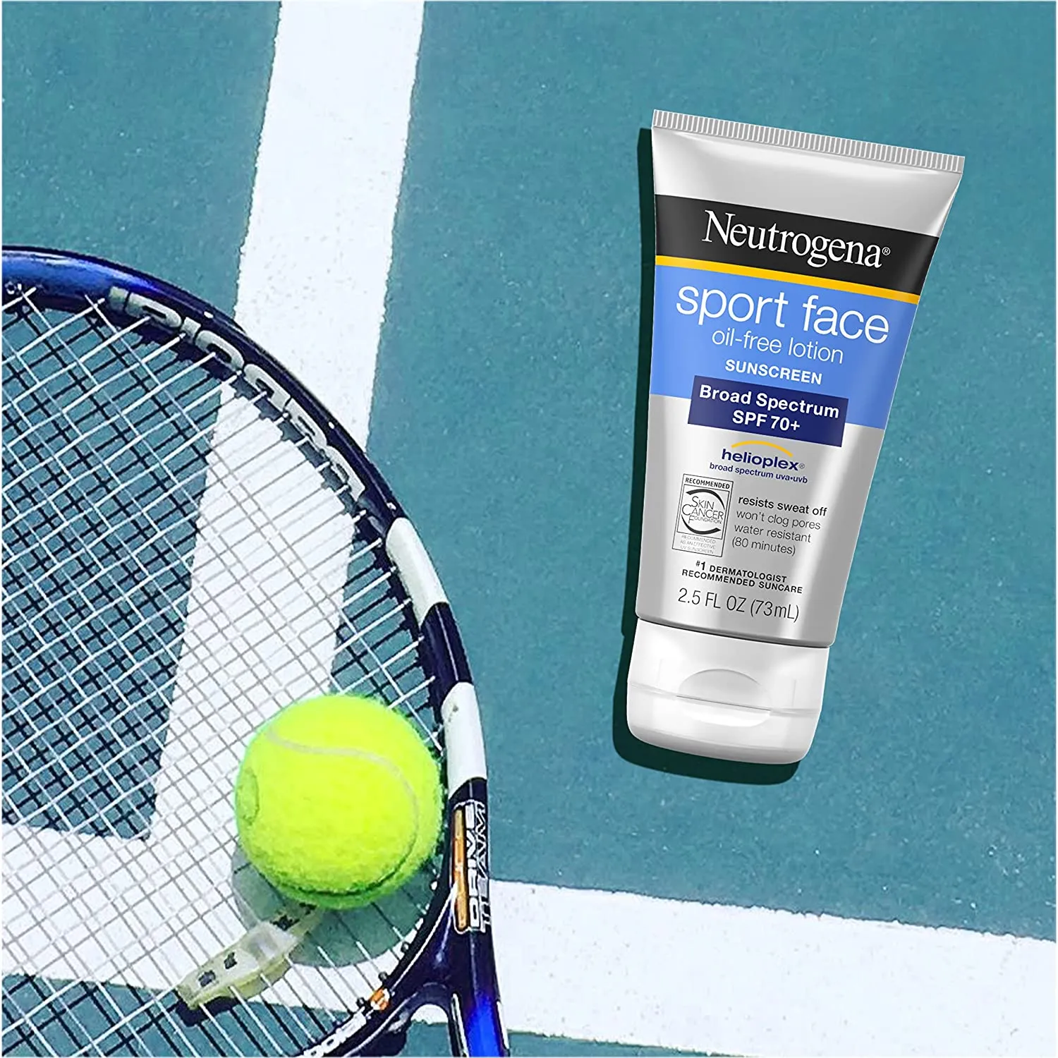 Neutrogena Sport Face Oil-Free Lotion Sunscreen with Broad Spectrum SPF 70 , Sweatproof & Waterproof Active Sunscreen, 2.5 fl. Oz