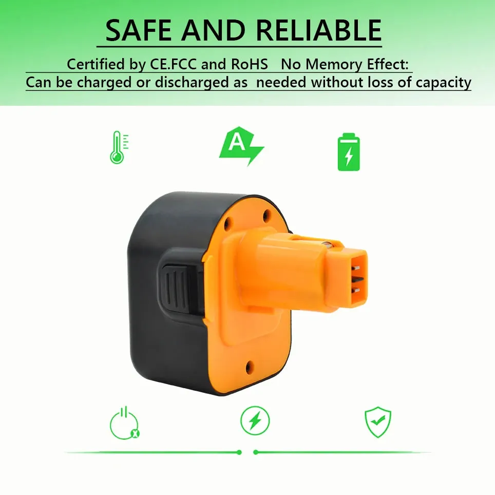 Ni-MH Replacement Battery for Dewalt 12V DC9071 Battery DW9071 DW9072 DC9071 DE9072 DE9074 DE9075 Power Tool Battery Charger