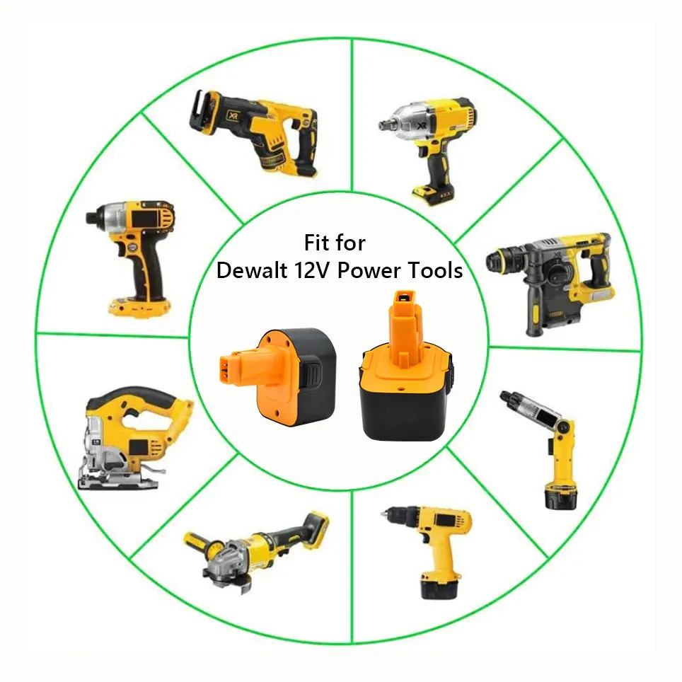 Ni-MH Replacement Battery for Dewalt 12V DC9071 Battery DW9071 DW9072 DC9071 DE9072 DE9074 DE9075 Power Tool Battery Charger