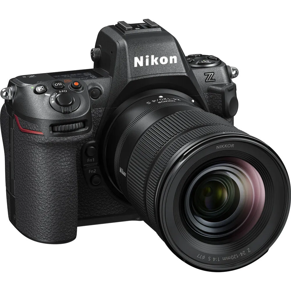 Nikon Z8 Mirrorless Camera with 24-120mm f/4 Lens Kit Stacked CMOS Sensor FX-Format Full Frame Z-Mount EXPEED 7, 8K N-RAW / ProRES RAW, 8K 30p Video, 3.2" 4-Axis Tilting Touchscreen LCD, Dual CFx / MicroSD Card Slots