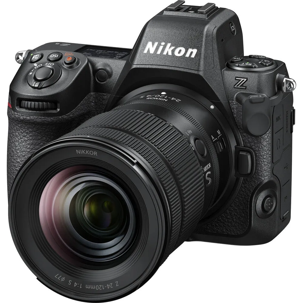 Nikon Z8 Mirrorless Camera with 24-120mm f/4 Lens Kit Stacked CMOS Sensor FX-Format Full Frame Z-Mount EXPEED 7, 8K N-RAW / ProRES RAW, 8K 30p Video, 3.2" 4-Axis Tilting Touchscreen LCD, Dual CFx / MicroSD Card Slots