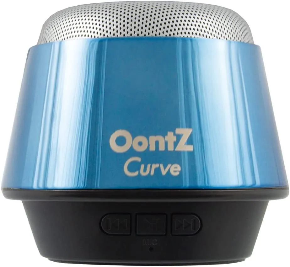 Oontz Curve Bluetooth Speaker Ultra Portable Wireless Full 360 Degree Sound with Built in Speakerphone Works with Iphone Ipad Tablet Samsung and Smart Phones - Metallic Blue