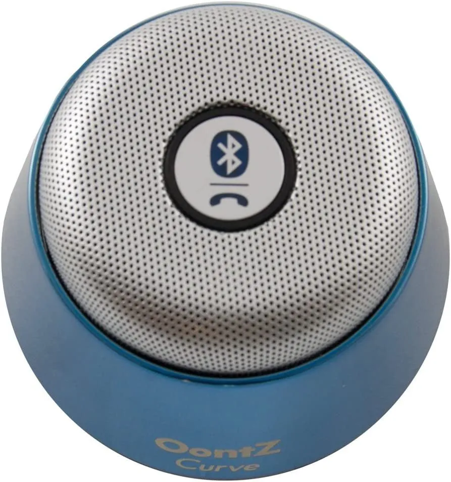 Oontz Curve Bluetooth Speaker Ultra Portable Wireless Full 360 Degree Sound with Built in Speakerphone Works with Iphone Ipad Tablet Samsung and Smart Phones - Metallic Blue