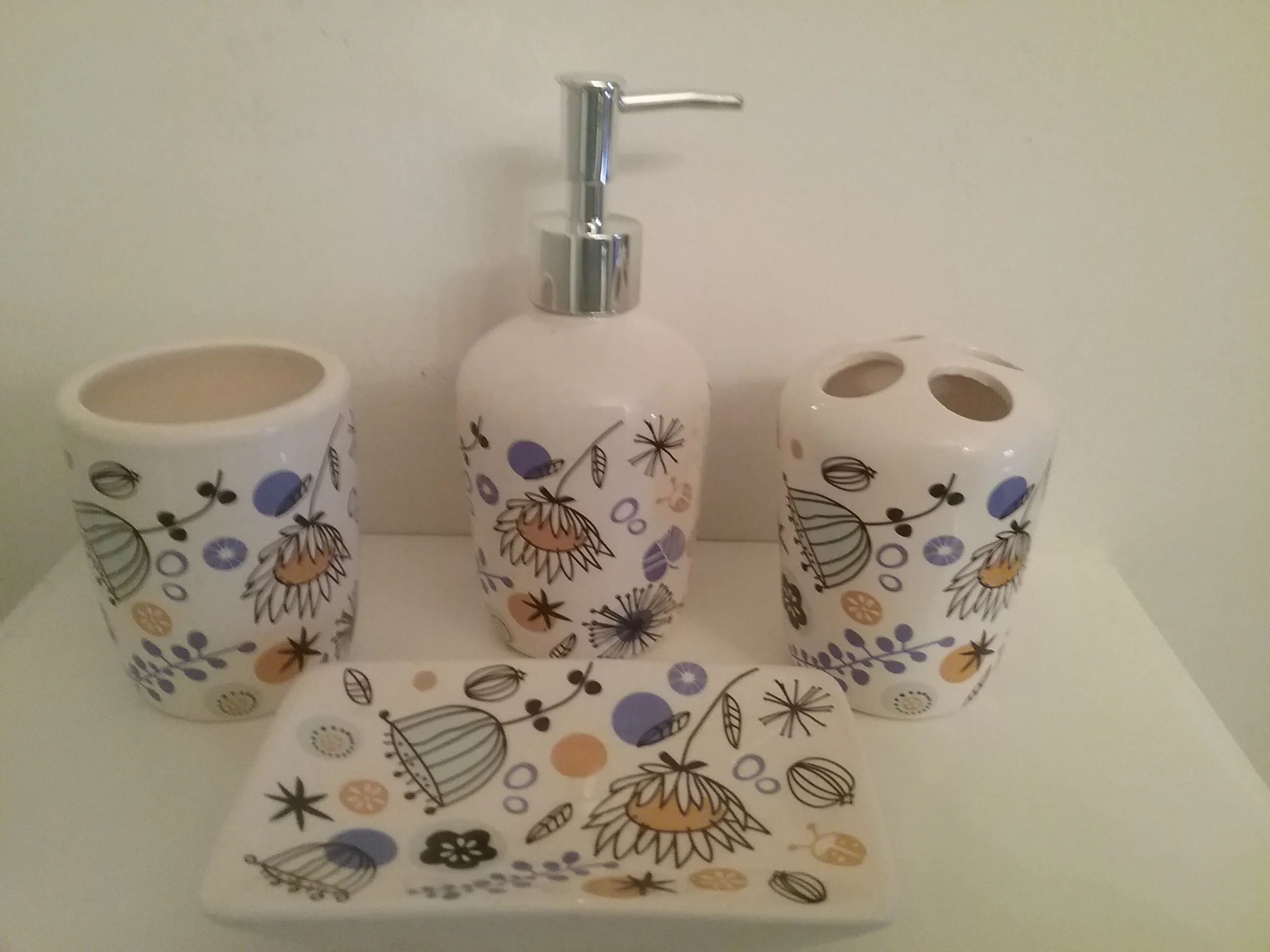 Orange, Black and Blue Bathroom Accessory Set