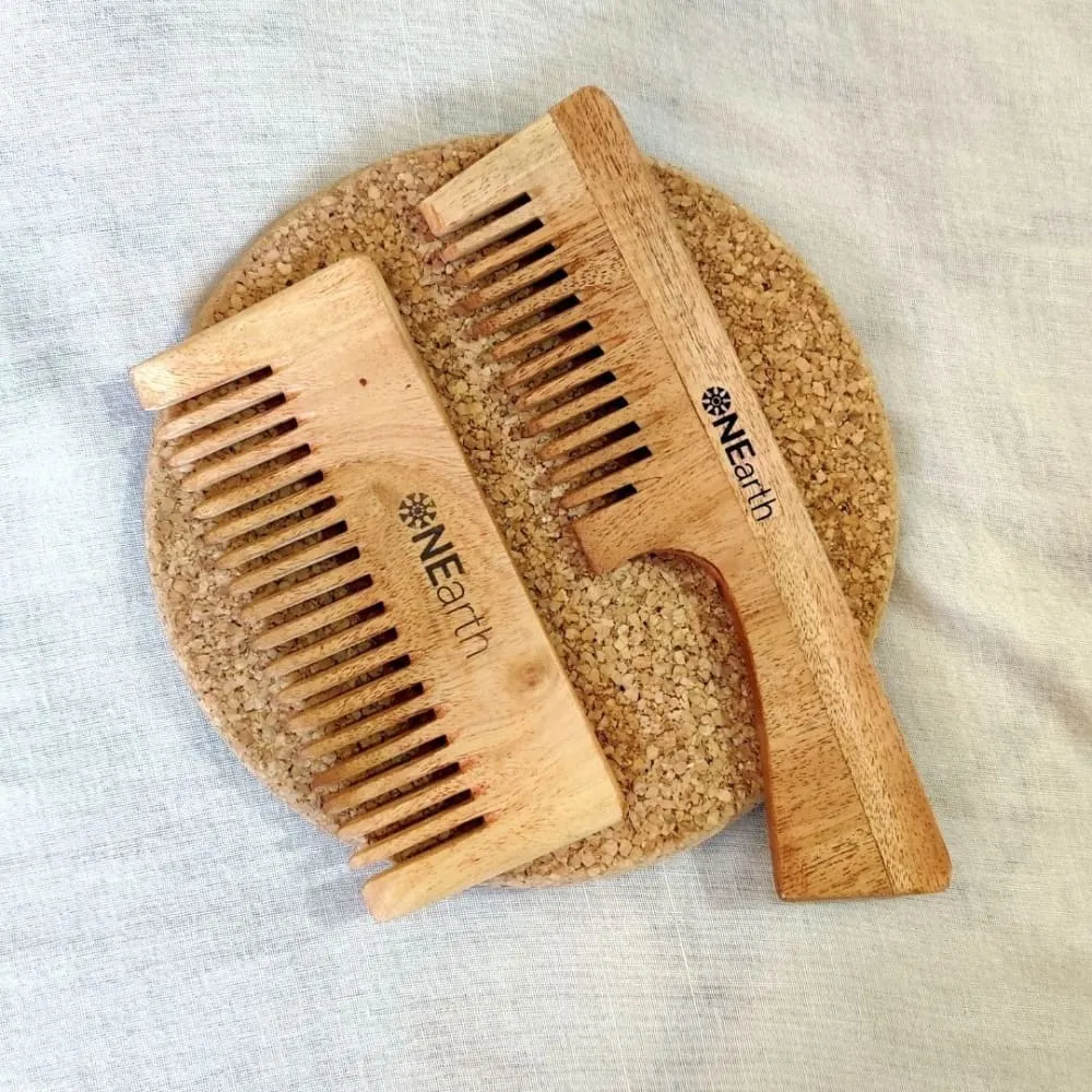 Organic Neem Wood Combs - Pack of 2