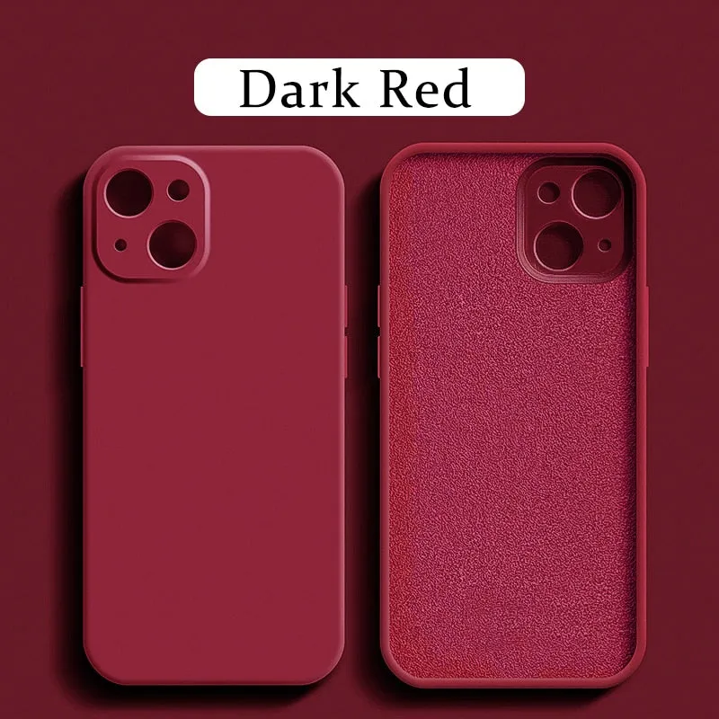 Original Square Liquid Silicone Phone Case For iPhone 14 13 11 12 Pro Max Mini X XR XS 7 8 Plus SE 2020 Shockproof Back Cover