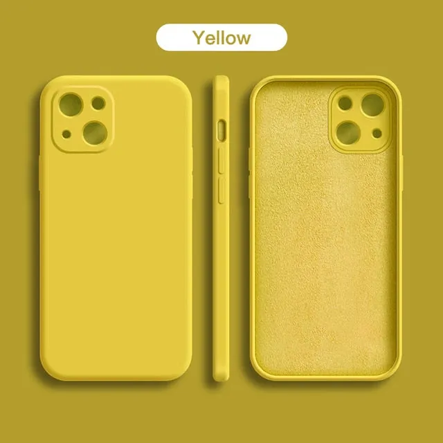 Original Square Liquid Silicone Phone Case For iPhone 14 13 11 12 Pro Max Mini X XR XS 7 8 Plus SE 2020 Shockproof Back Cover