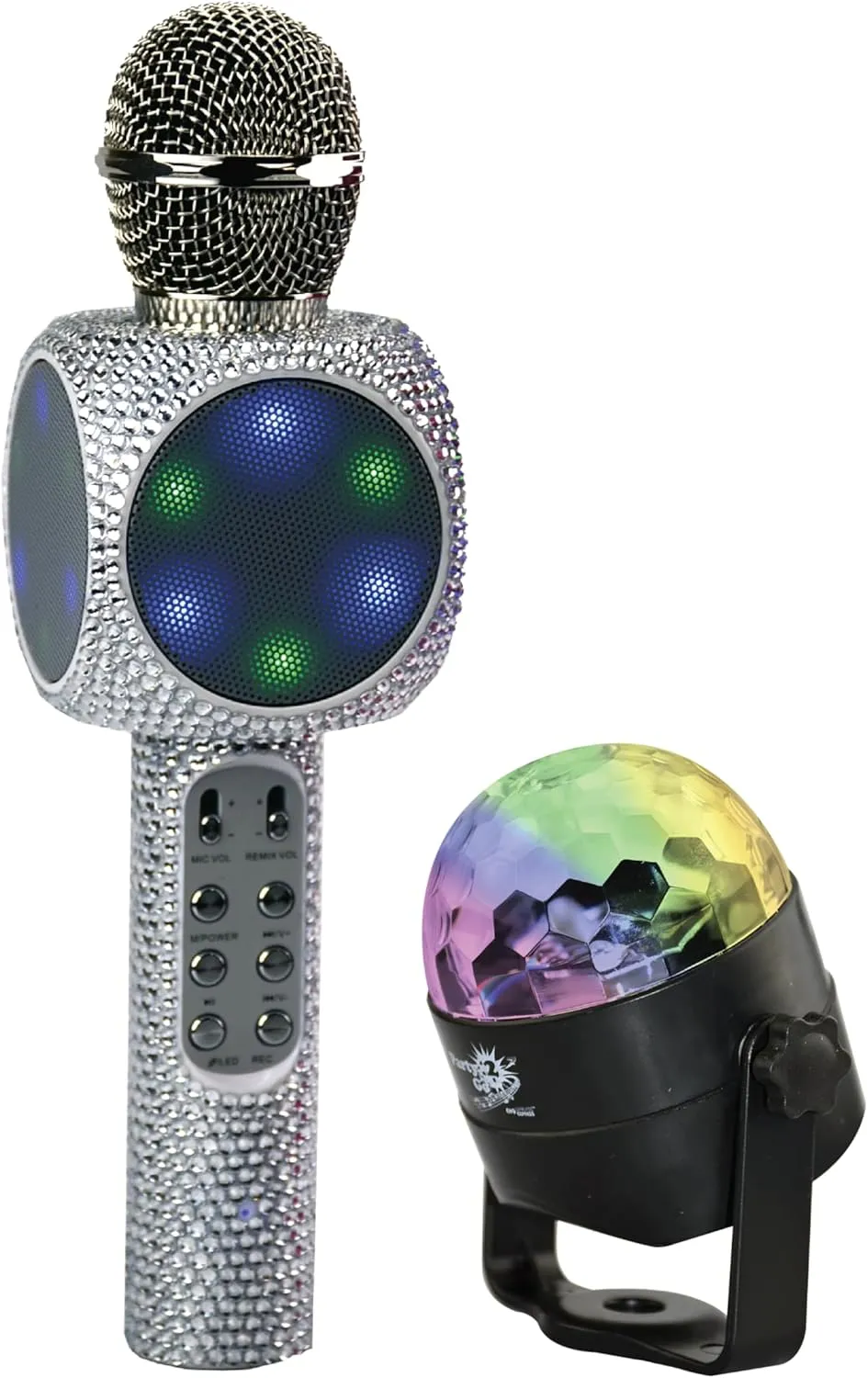 Party 2 Go Karaoke Microphone & Disco Ball Set - Silver Bling