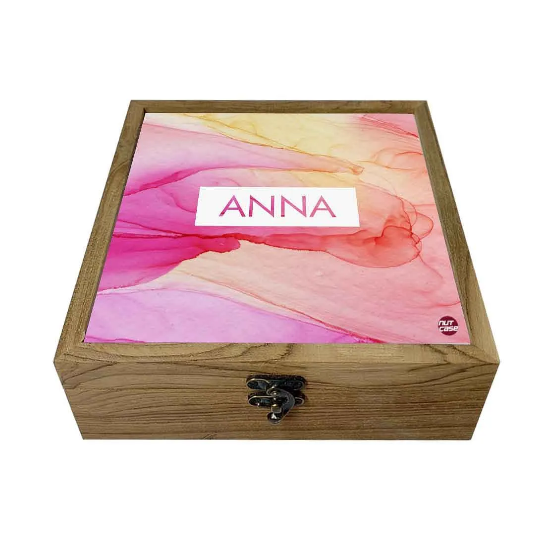 Personalized Jewellery Box for Women - Pink Golden Ink Watercolor