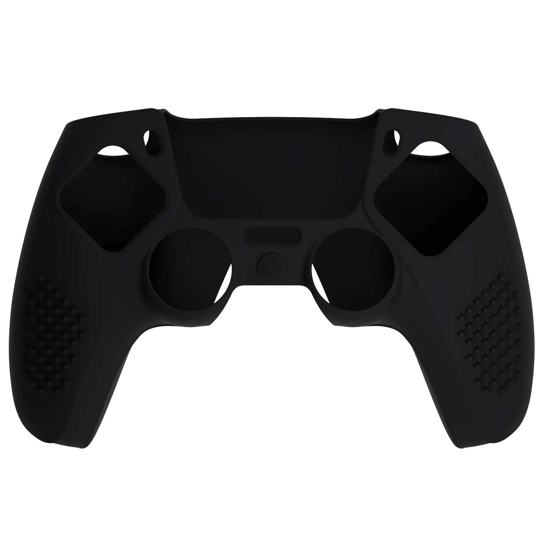 PlayVital 2 Set Upgraded 3D Studded Edition Black Silicone Cover Skin for PS5 Controller with 6 Thumb Grips & 2 Stickers, Anti-Slip Shockproof Controller Grip Case - Compatible with Charging Dock - TVAPFP007