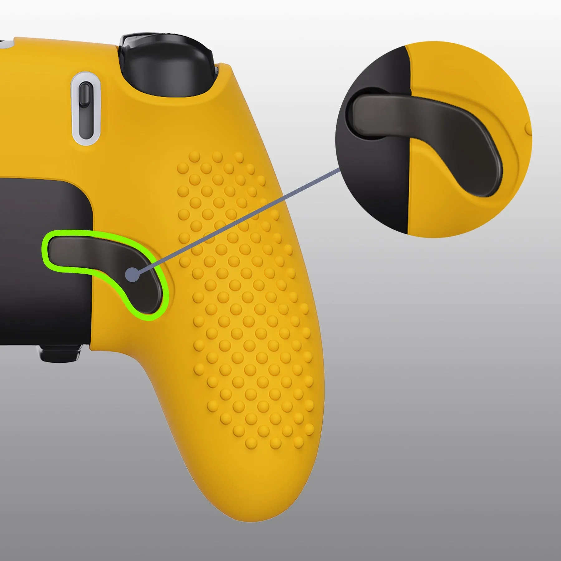 PlayVital 3D Studded Edition Anti-Slip Silicone Cover Case for ps5 Edge Controller, Soft Rubber Protector Skin for ps5 Edge Wireless Controller with 6 Thumb Grip Caps - Caution Yellow - ETPFP014