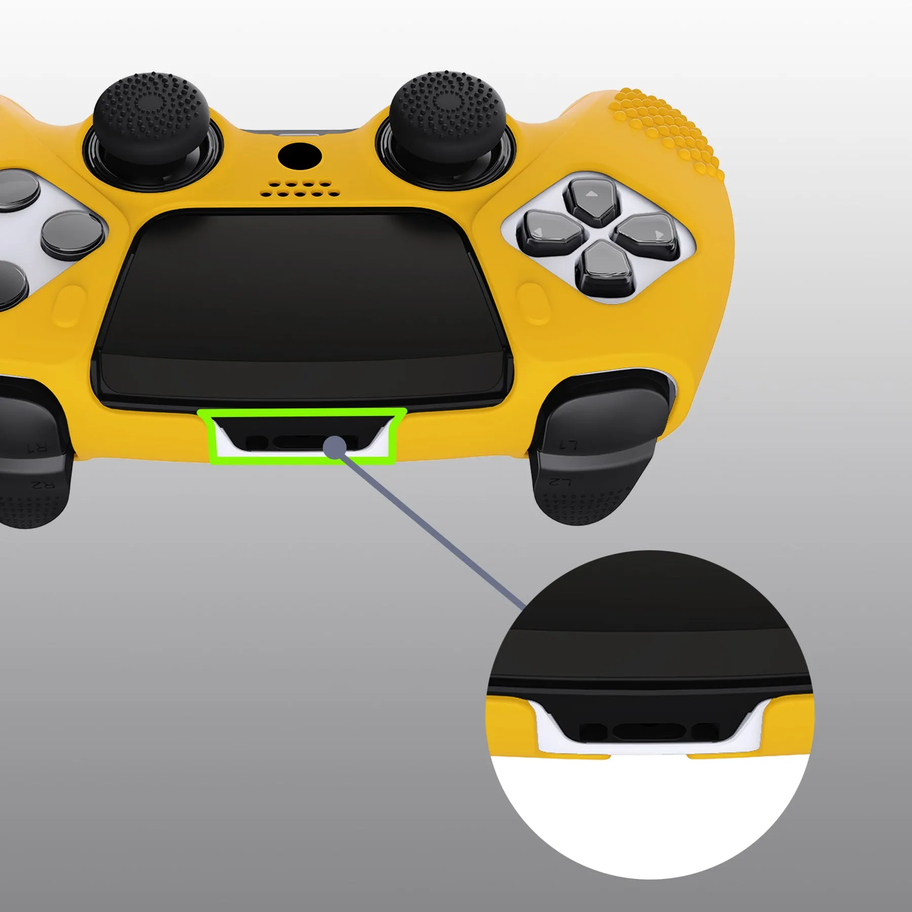 PlayVital 3D Studded Edition Anti-Slip Silicone Cover Case for ps5 Edge Controller, Soft Rubber Protector Skin for ps5 Edge Wireless Controller with 6 Thumb Grip Caps - Caution Yellow - ETPFP014