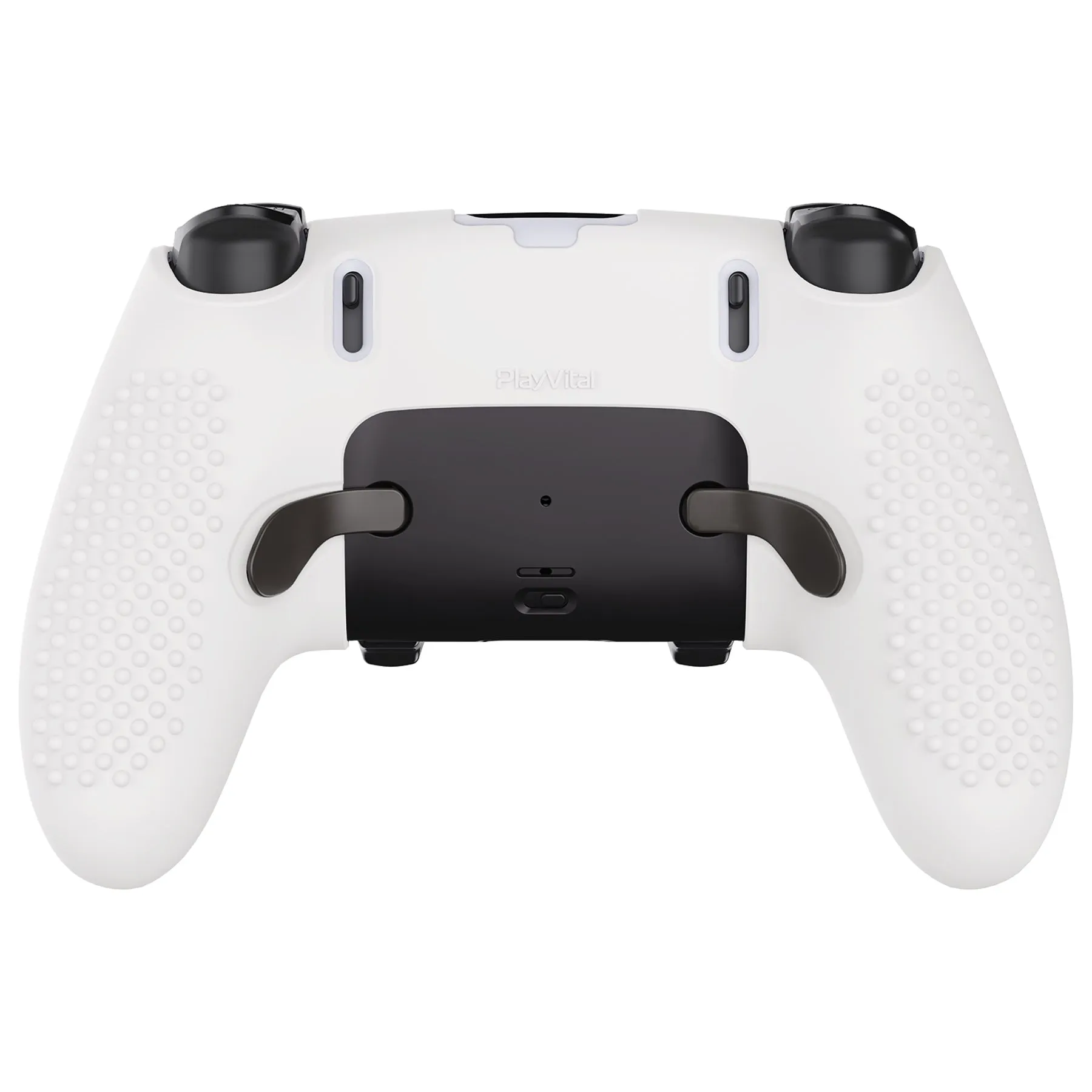 PlayVital 3D Studded Edition Anti-Slip Silicone Cover Case for ps5 Edge Controller, Soft Rubber Protector Skin for ps5 Edge Wireless Controller with 6 Thumb Grip Caps - White - ETPFP002