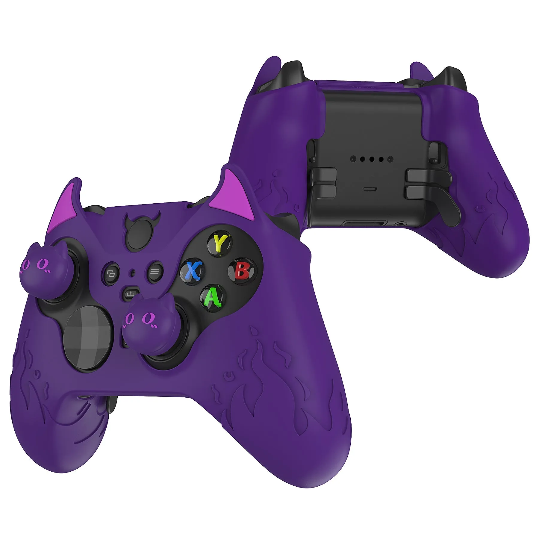 PlayVital Cute Demon Silicone Case Cover for Xbox Elite Wireless Controller Series 2, Kawaii Anti-Slip Shockproof Controller Skin Grip for Xbox Elite Series 2 Core with Thumb Grip Caps - Purple - UQNE2P001