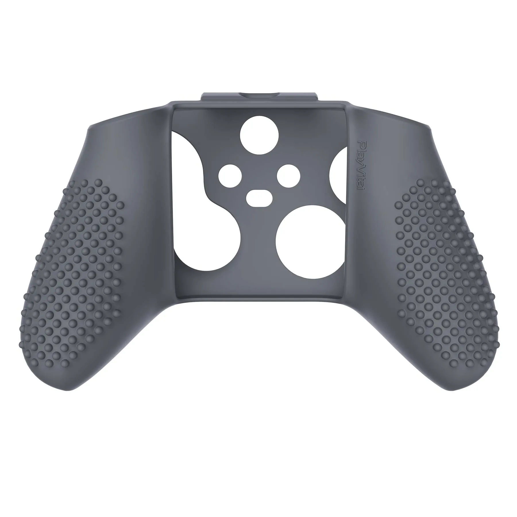 PlayVital Gray 3D Studded Edition Anti-slip Silicone Cover Skin for Xbox Series X Controller, Soft Rubber Case Protector for Xbox Series S Controller with 6 Black Thumb Grip Caps - SDX3006