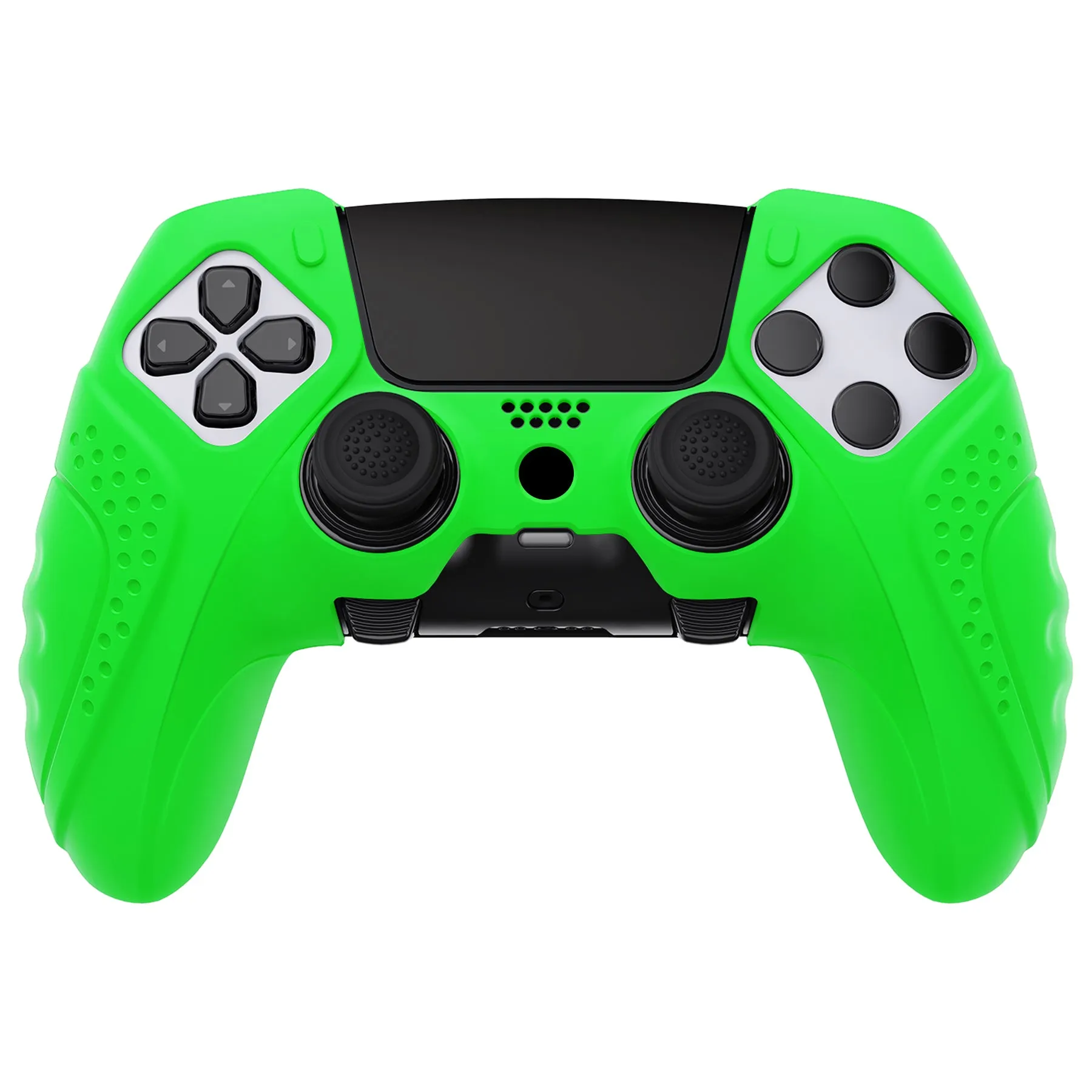 PlayVital Guardian Edition Anti-Slip Ergonomic Silicone Cover Case for ps5 Edge Controller, Soft Rubber Protector Skin for ps5 Edge Wireless Controller with Thumb Grip Caps - Green - EHPFP010