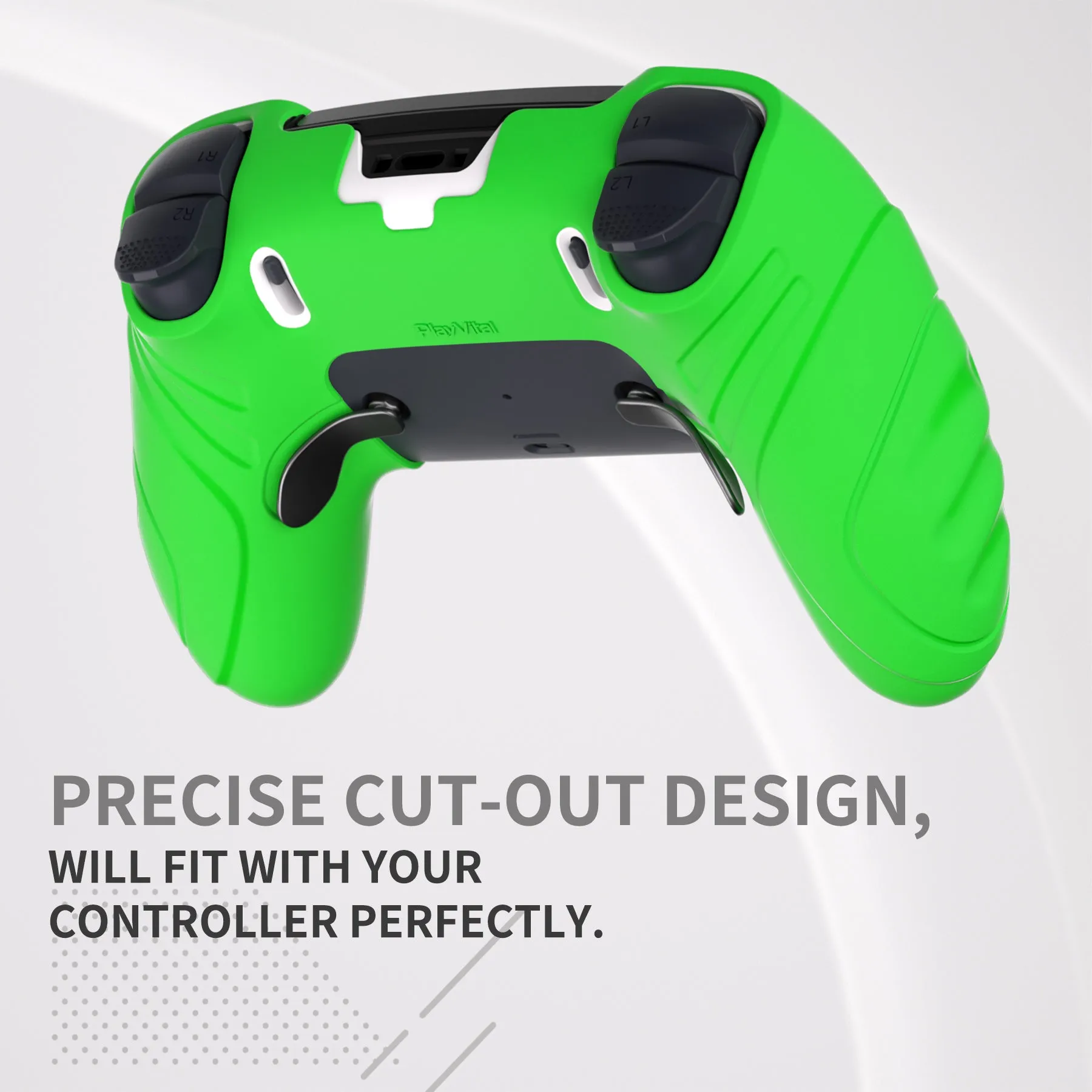 PlayVital Guardian Edition Anti-Slip Ergonomic Silicone Cover Case for ps5 Edge Controller, Soft Rubber Protector Skin for ps5 Edge Wireless Controller with Thumb Grip Caps - Green - EHPFP010