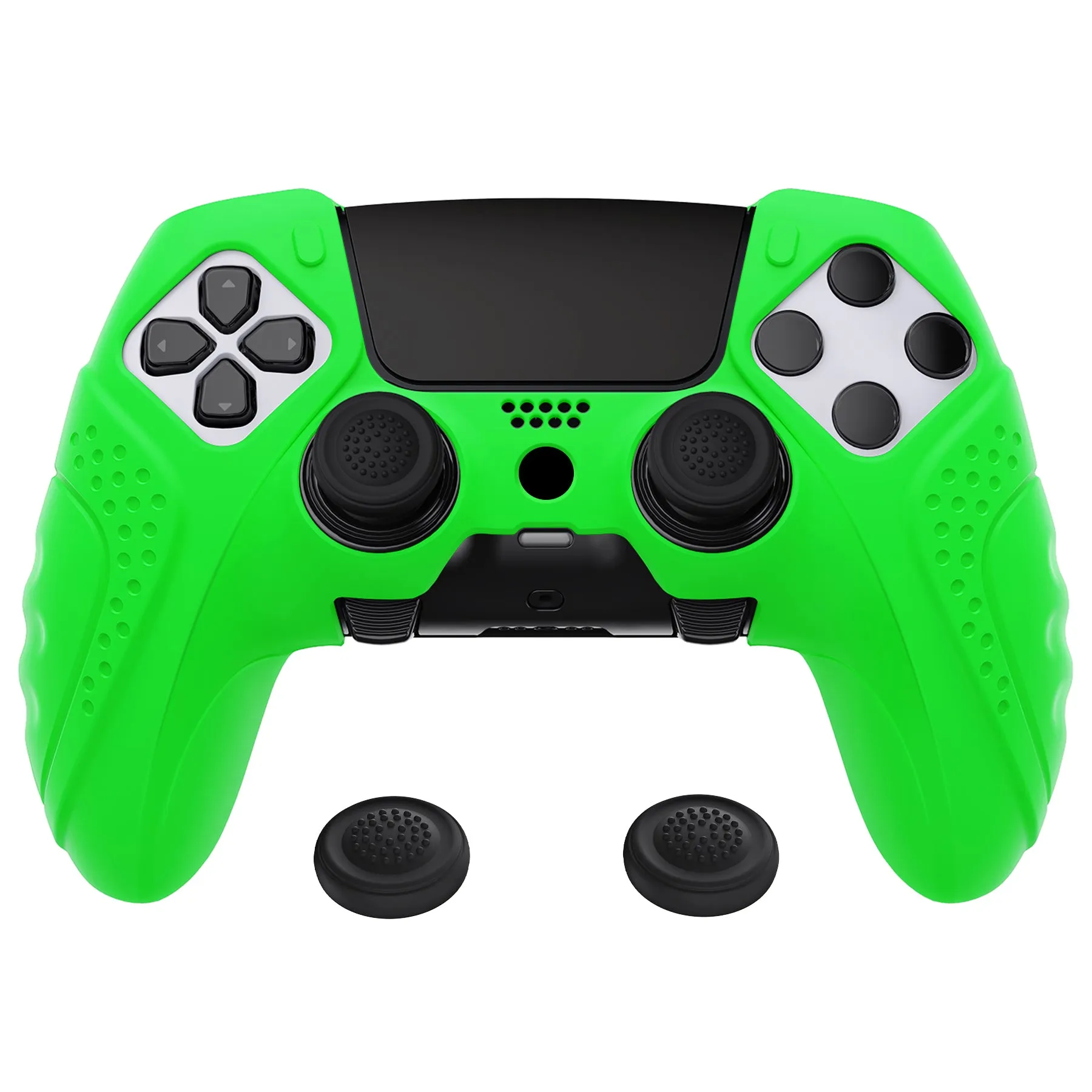 PlayVital Guardian Edition Anti-Slip Ergonomic Silicone Cover Case for ps5 Edge Controller, Soft Rubber Protector Skin for ps5 Edge Wireless Controller with Thumb Grip Caps - Green - EHPFP010