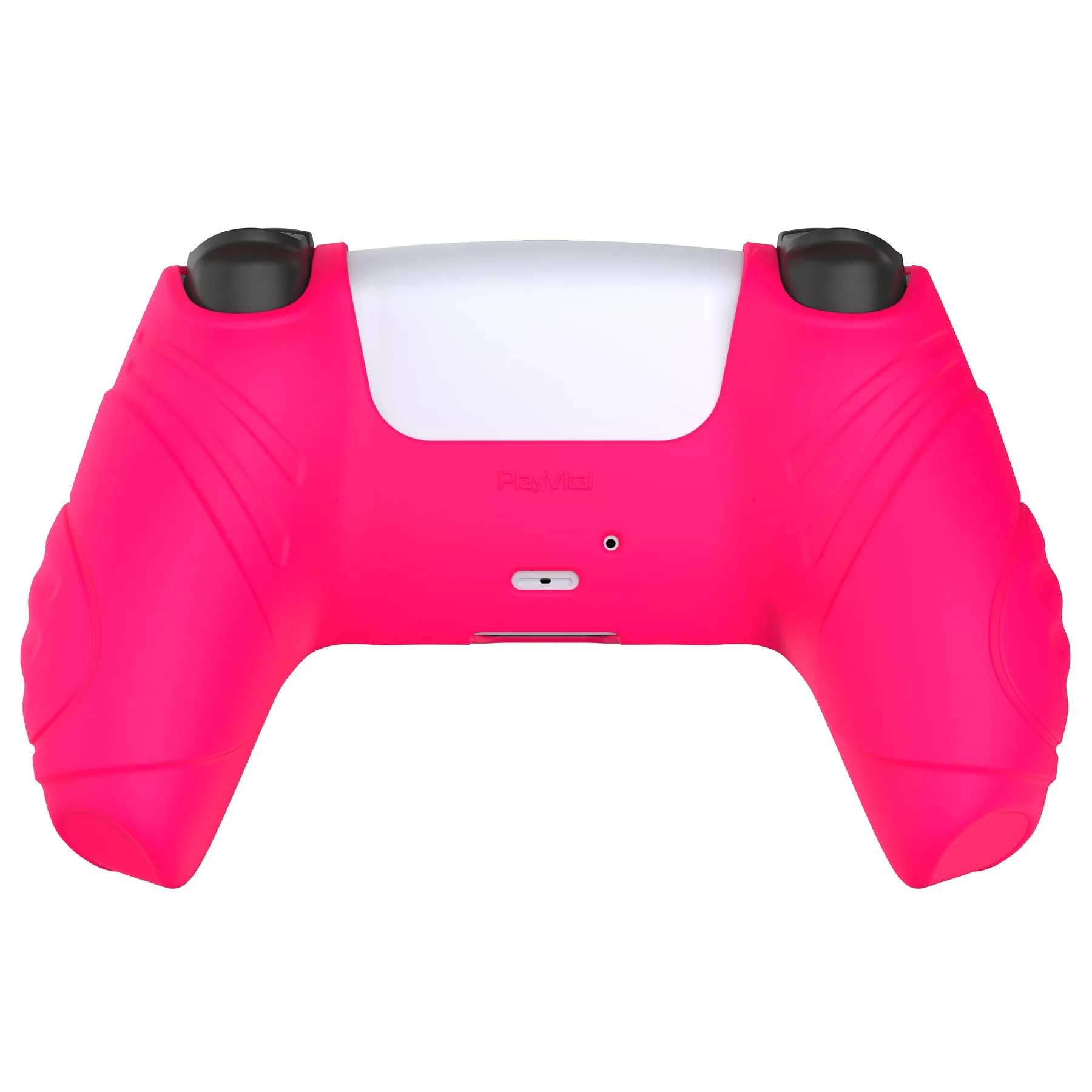 PlayVital Guardian Edition Bright Pink Ergonomic Soft Anti-slip Controller Silicone Case Cover, Rubber Protector Skins with Black Joystick Caps for PS5 Controller - YHPF023