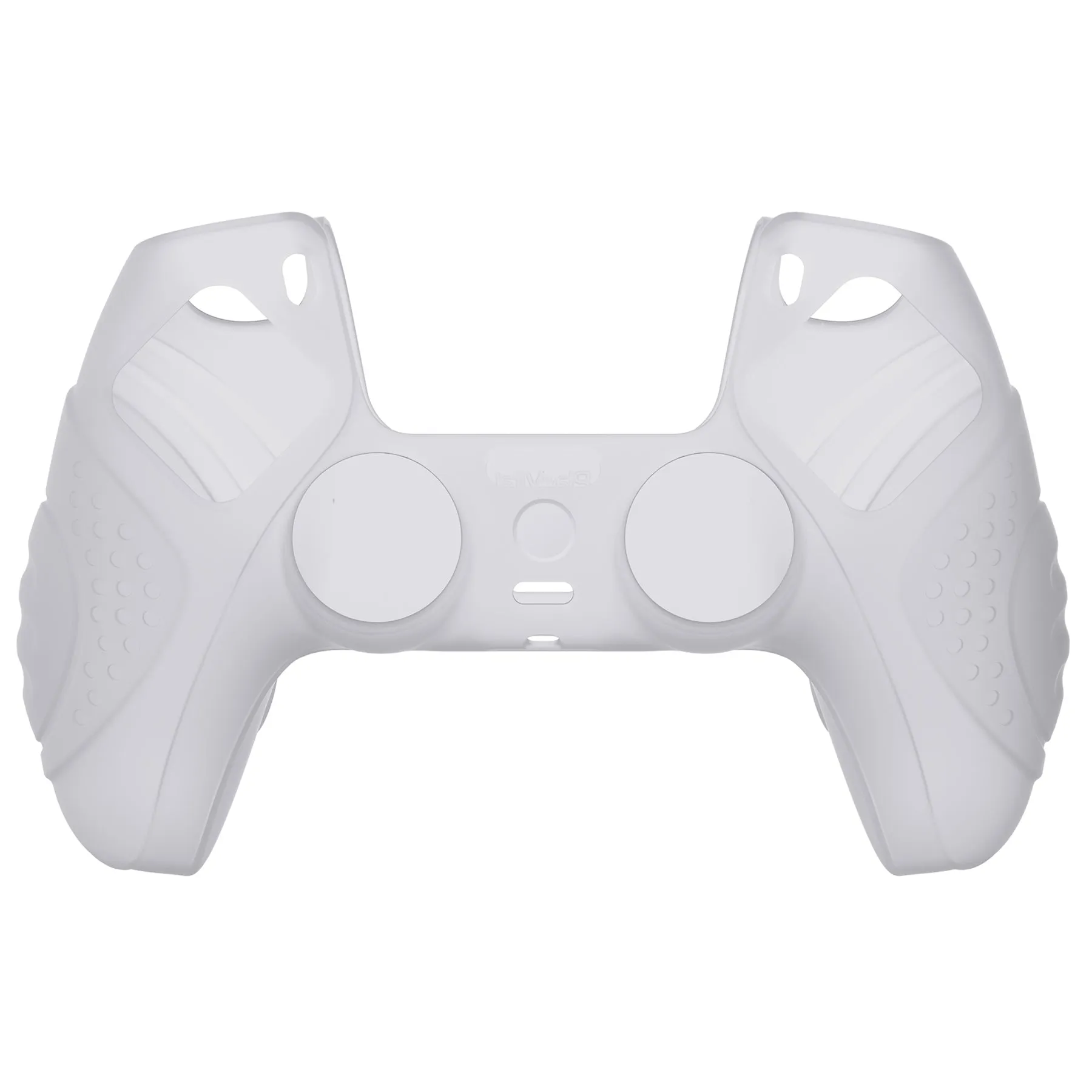 PlayVital Guardian Edition Clear White Ergonomic Soft Anti-slip Controller Silicone Case Cover, Rubber Protector Skins with Clear White Joystick Caps for PS5 Controller - YHPF013