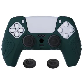 PlayVital Guardian Edition Racing Green Ergonomic Soft Anti-slip Controller Silicone Case Cover, Rubber Protector Skins with Black Joystick Caps for PS5 Controller - YHPF004