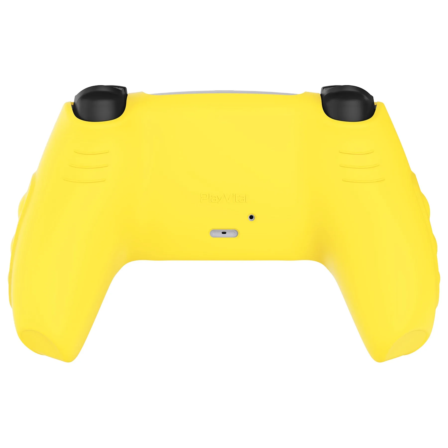 PlayVital Knight Edition Legend Yellow & Green Two Tone Anti-Slip Silicone Cover Skin for ps5 Controller, Soft Rubber Case for ps5 Wireless Controller with Thumb Grip Caps - QSPF016