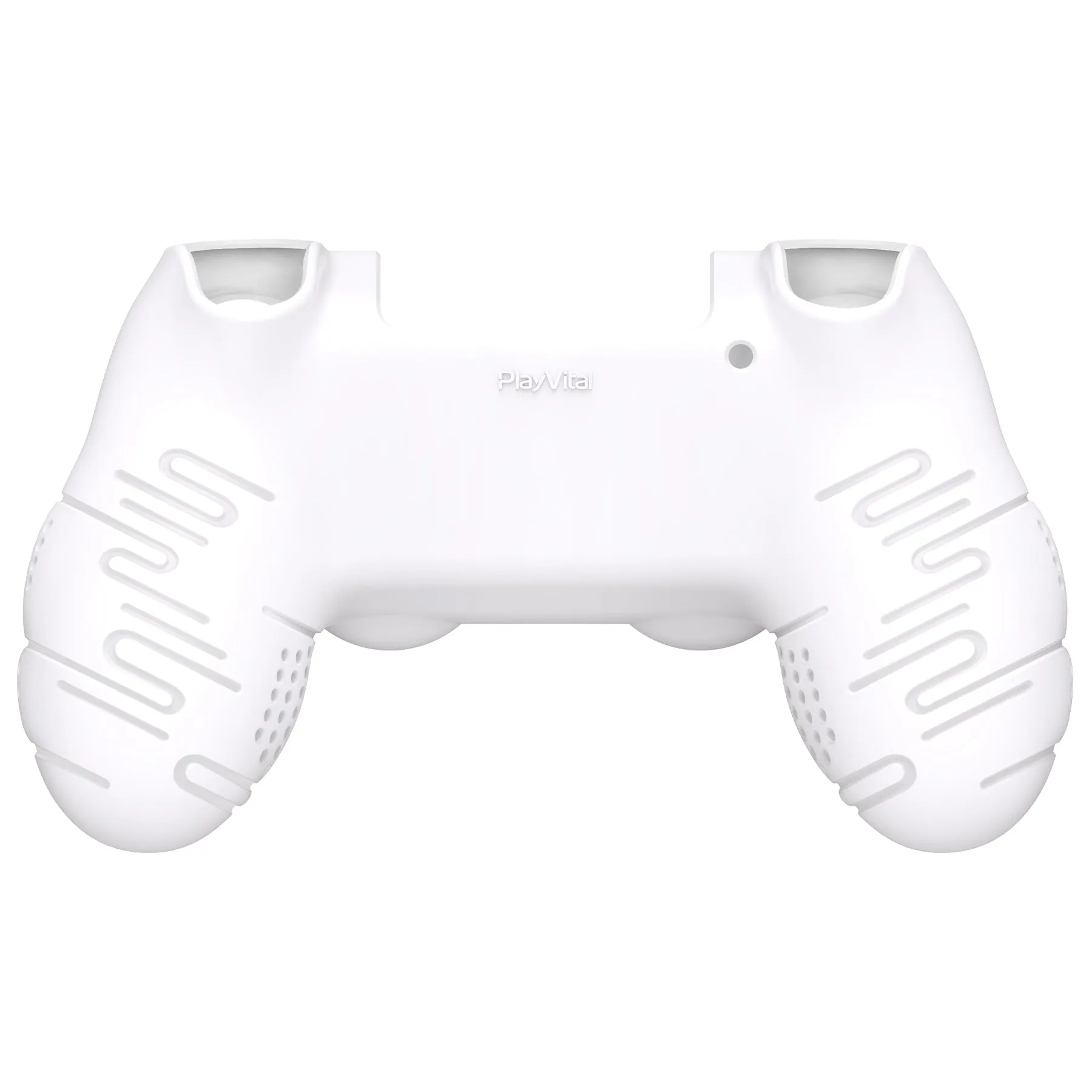 PlayVital Line & Dot White Silicone Cover Skin for ps4 Controller, Anti-Slip Soft Protector Case Cover with Thumb Grip Caps for ps4 for ps4 Slim for ps4 Pro Controller - CLRP4P002