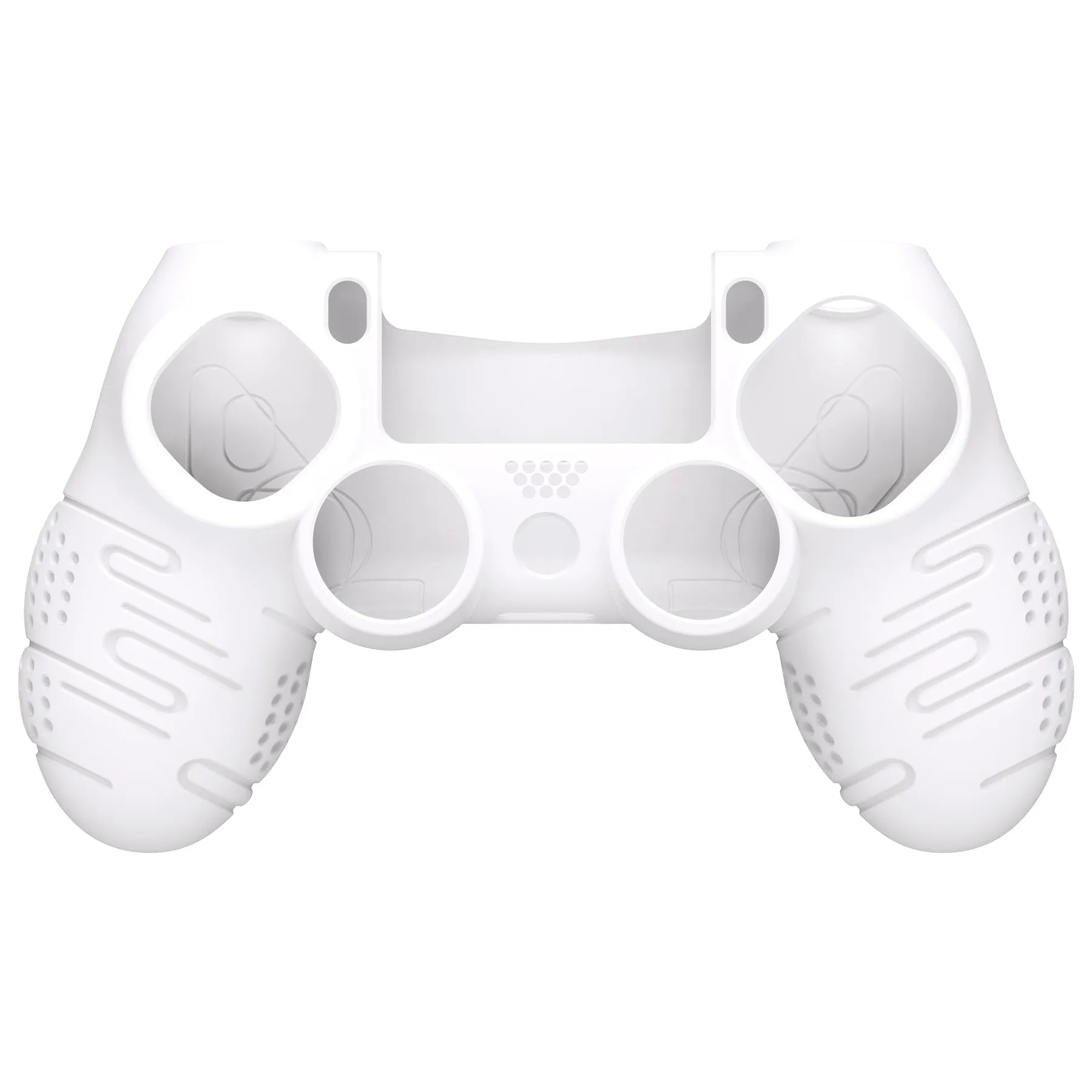 PlayVital Line & Dot White Silicone Cover Skin for ps4 Controller, Anti-Slip Soft Protector Case Cover with Thumb Grip Caps for ps4 for ps4 Slim for ps4 Pro Controller - CLRP4P002