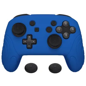 PlayVital Samurai Edition Ergonomic Silicone Skin Protective Case for Nintendo Switch Pro Controller, Soft Anti-slip Controller Grip Protector for Nintendo Switch Pro with Thumb Grip Caps - Blue - EBNPP004