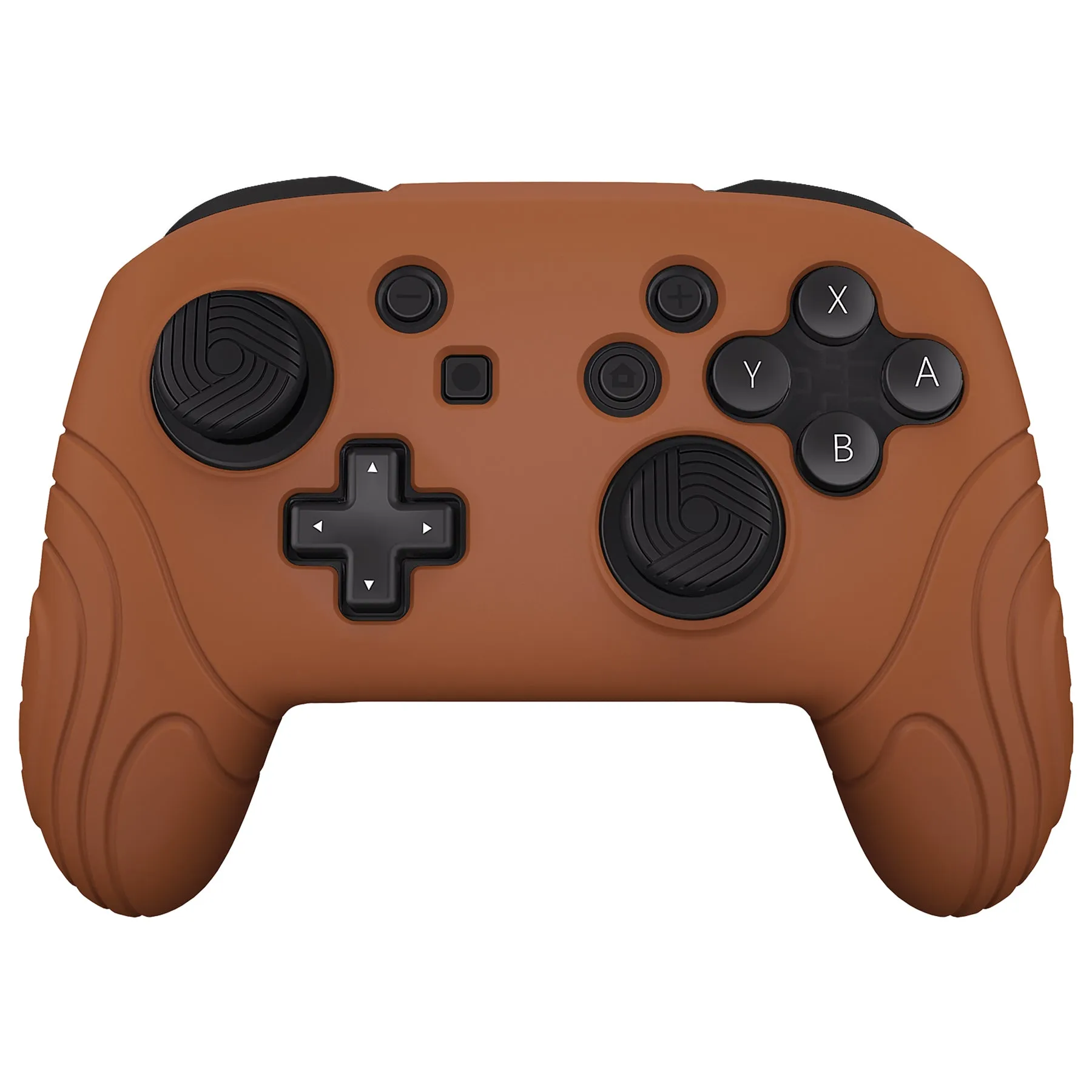 PlayVital Samurai Edition Ergonomic Silicone Skin Protective Case for Nintendo Switch Pro Controller, Soft Anti-slip Controller Grip Protector for Nintendo Switch Pro with Thumb Grip Caps - Signal Brown - EBNPP009