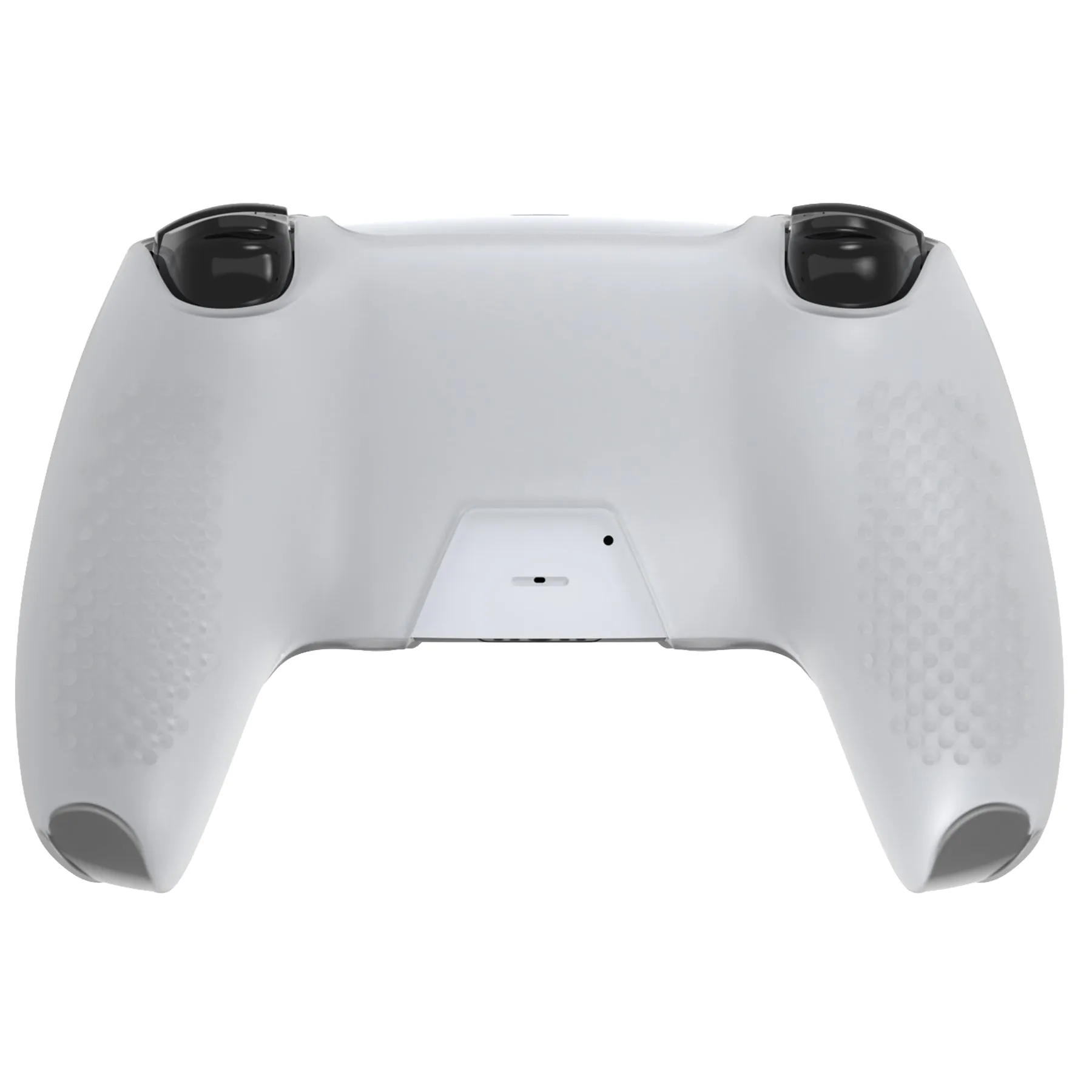 PlayVital Upgraded 3D Studded Edition Clear White Silicone Cover Skin for PS5 Controller with 6 Thumb Grips & 2 Stickers, Anti-Slip Shockproof Controller Grip Case - Compatible with Charging Dock - TVAPFP003