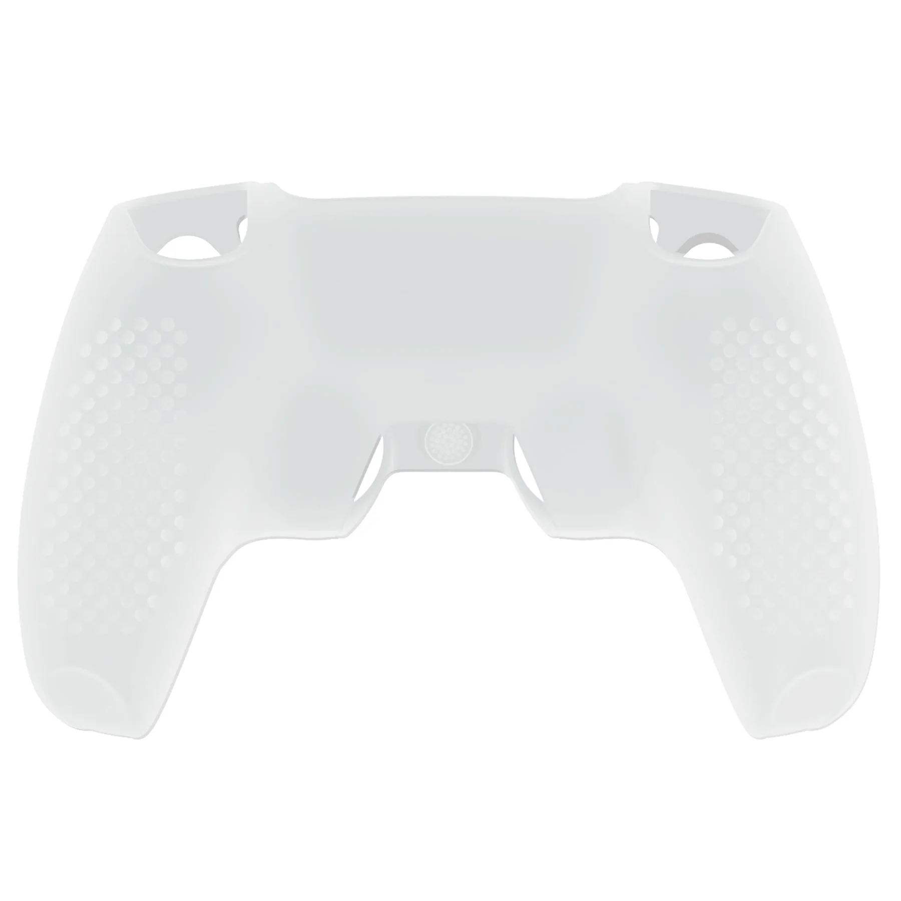 PlayVital Upgraded 3D Studded Edition Clear White Silicone Cover Skin for PS5 Controller with 6 Thumb Grips & 2 Stickers, Anti-Slip Shockproof Controller Grip Case - Compatible with Charging Dock - TVAPFP003