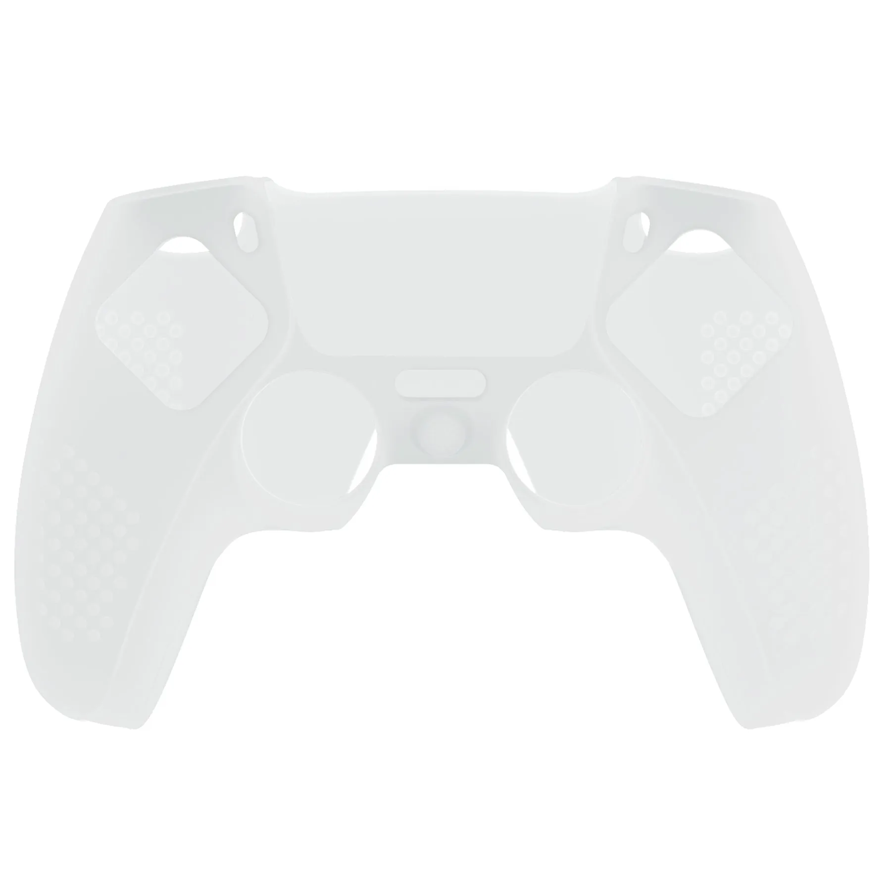 PlayVital Upgraded 3D Studded Edition Clear White Silicone Cover Skin for PS5 Controller with 6 Thumb Grips & 2 Stickers, Anti-Slip Shockproof Controller Grip Case - Compatible with Charging Dock - TVAPFP003