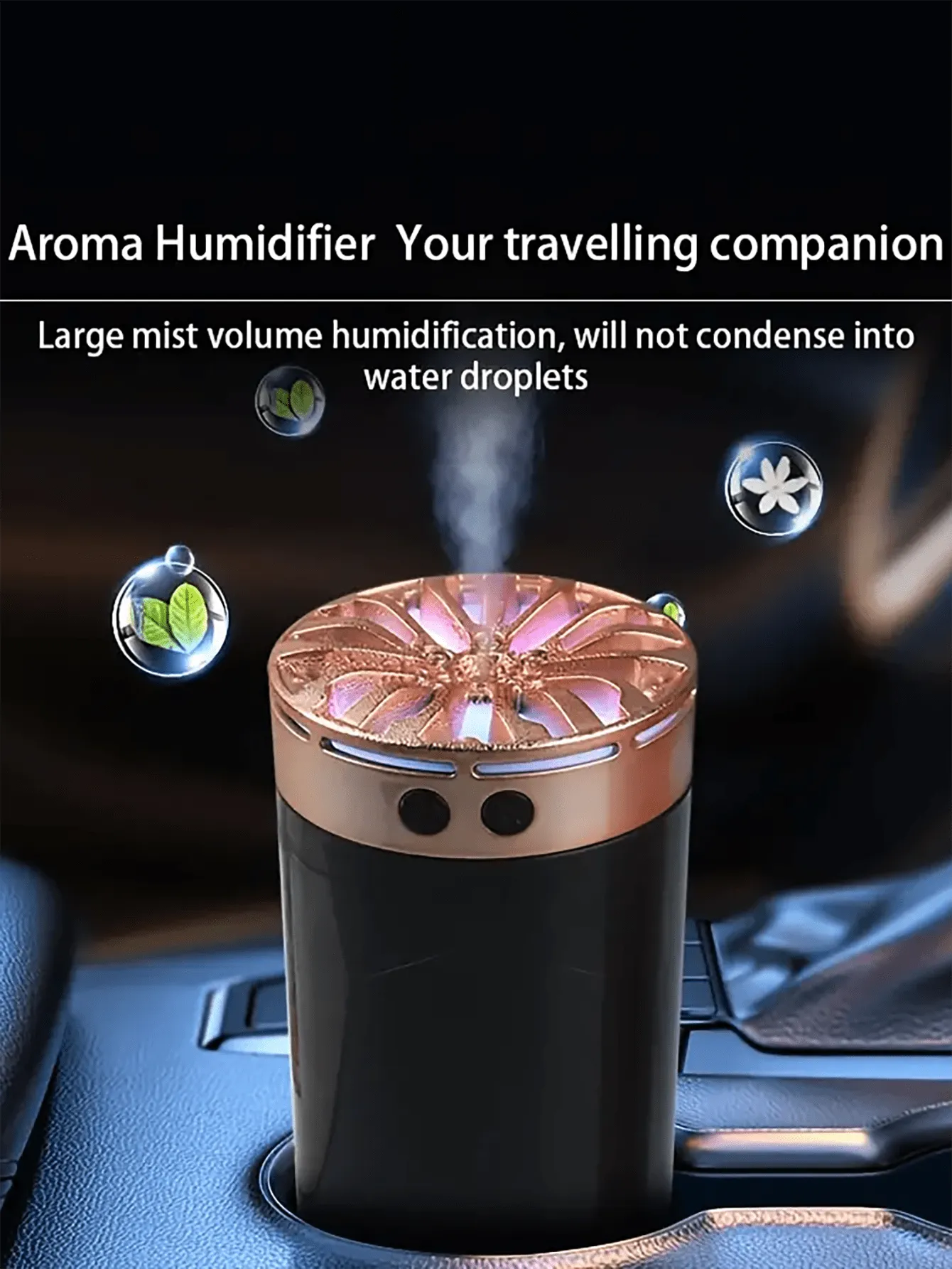 Portable Car Humidifier Aromatherapy Diffuser, With 300ml Water Tank