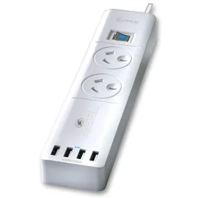 Power Board 2 Way Outlets with 4 USB Charging Ports and Surge Protector