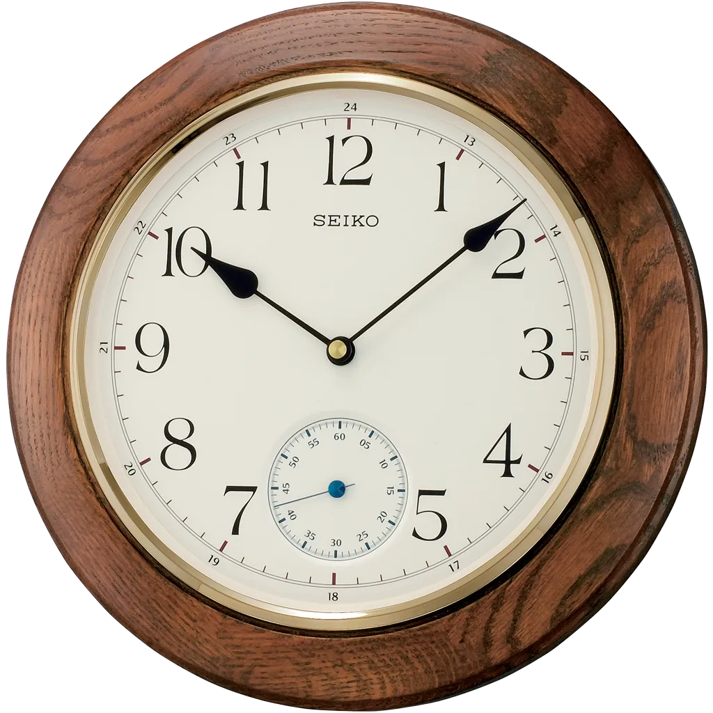 QXA432B Oak Wood clock with sub-second hand