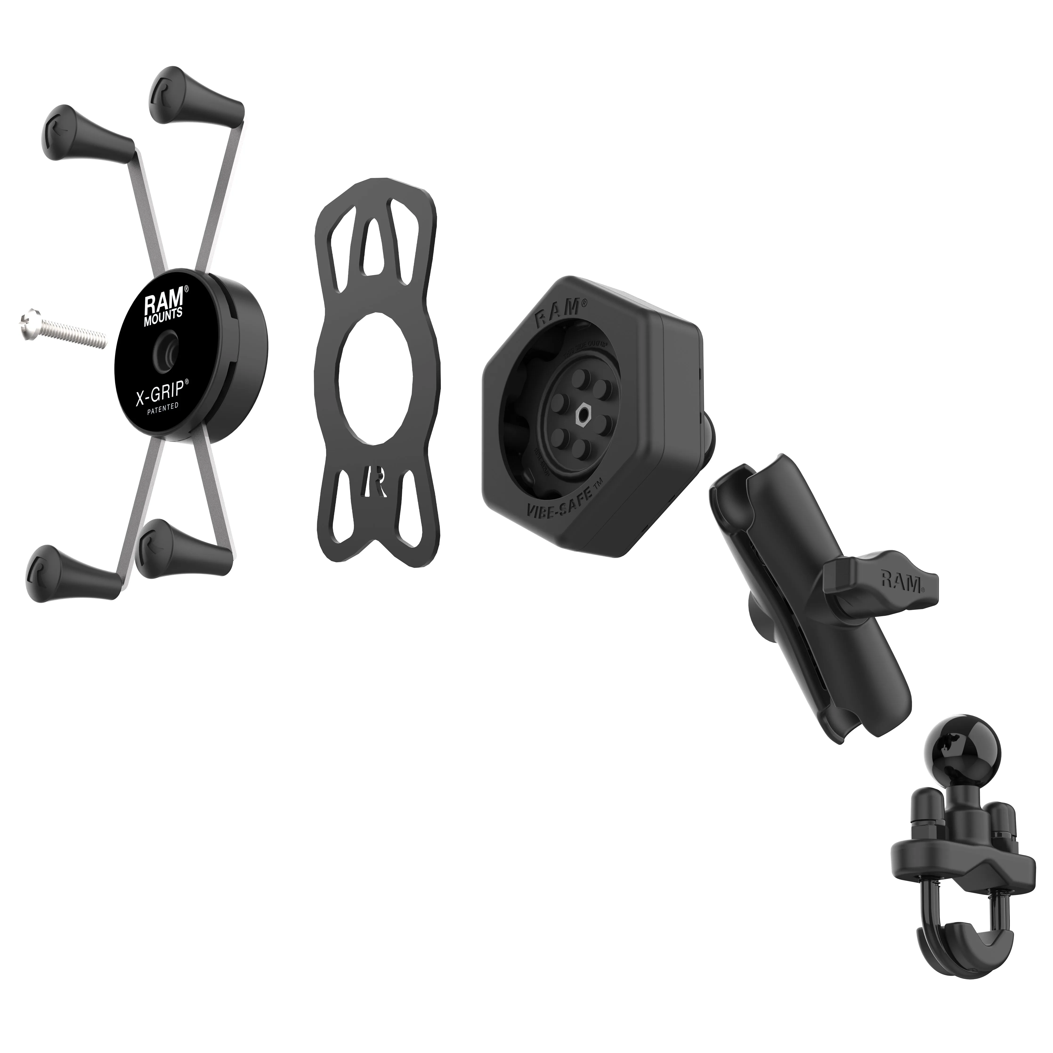 RAM® X-Grip® Large Phone Mount with Vibe-Safe™ & U-Bolt Base - Medium