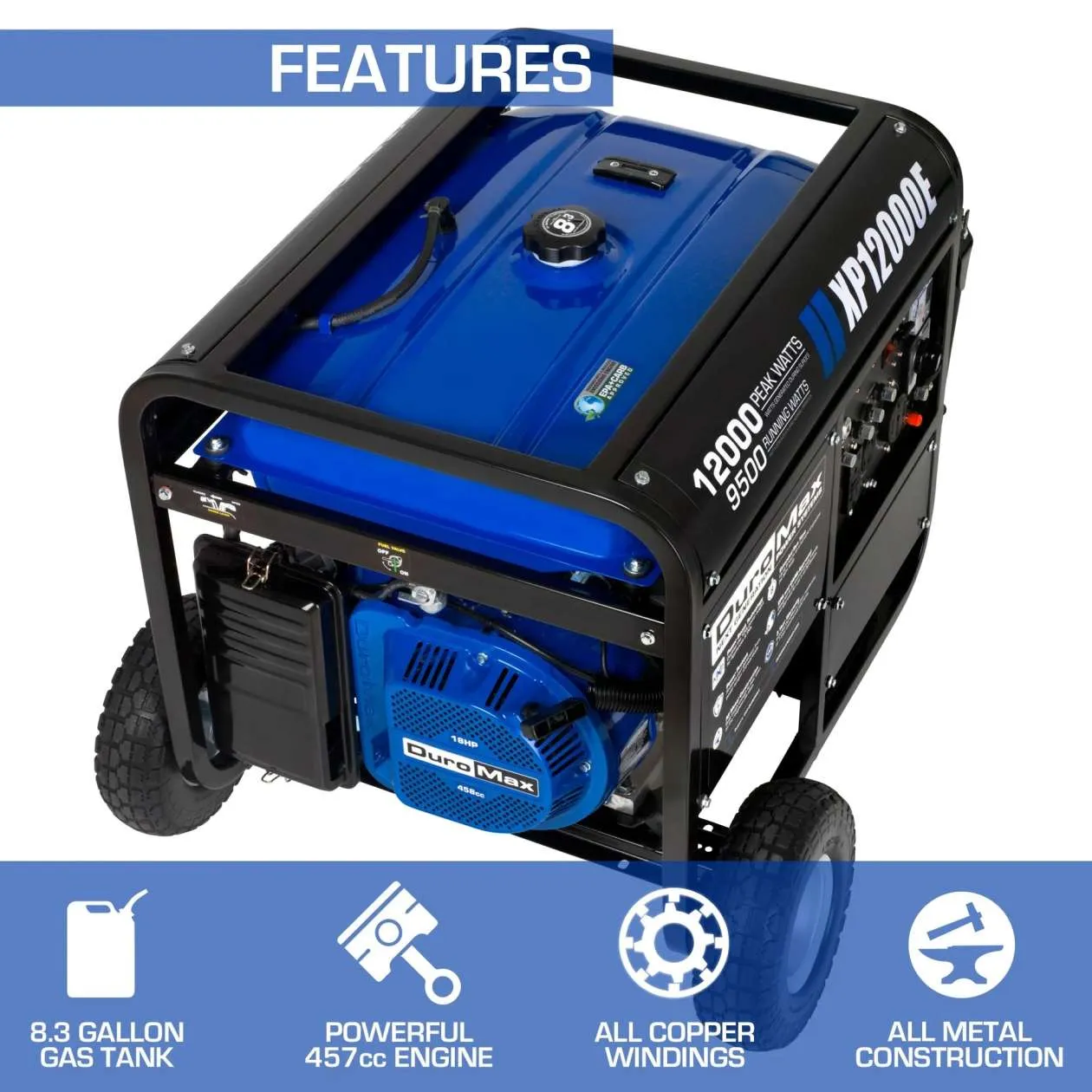 REFURB DuroMax XP12000E 12,000 Watt Gasoline Generator (Grade A)