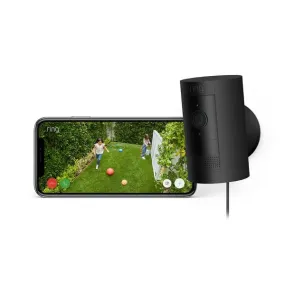 Ring Outdoor Camera Plug In Stick Up Cam HD Security Camera Black